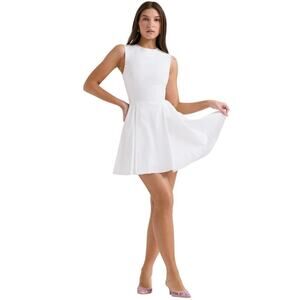 House of CB Claretta Pleated Cotton Sleeveless Mini Dress Party Bridal White XS